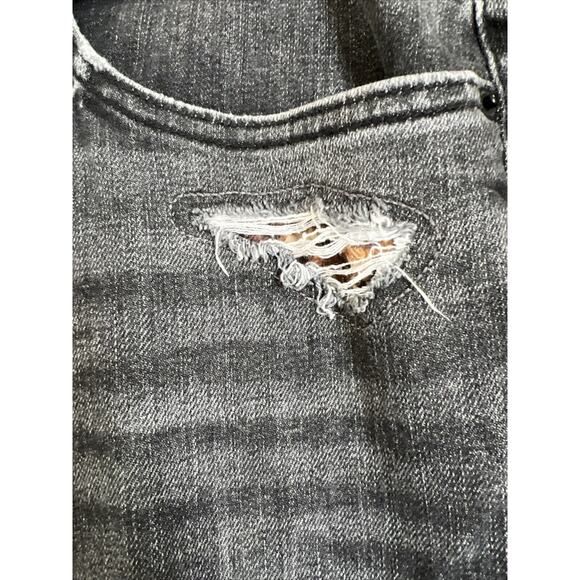 Chico’s Jeans 14 Charcoal Dark Wash Denim Boyfriend Ankle Leopard Patch Distress - Picture 4 of 13